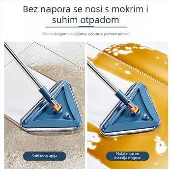 Veliki teleskopski trokutasti mop s 360° rotacijom za čišćenje stakla, zidova i plafona