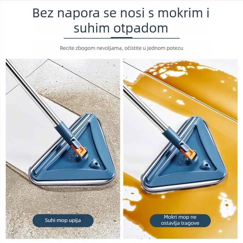 Veliki teleskopski trokutasti mop s 360° rotacijom za čišćenje stakla, zidova i plafona