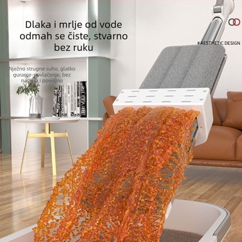Prilagođeni veliki plosnati mop s aluminijskim pločastim panelom, bez dodirivanja rukama, za jednostavno čišćenje podova, kompatibilan s dezinfekcijskim sredstvima