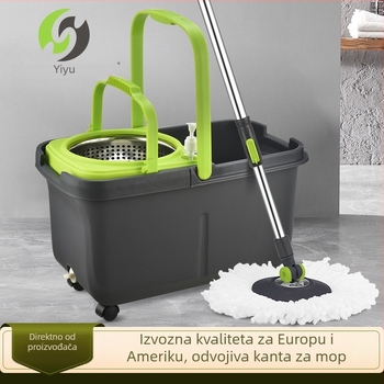 Prilagođeni dvostruko pogonjeni rotirajući spremnik za mop, plavo-siva, s odvojivim kotačićima