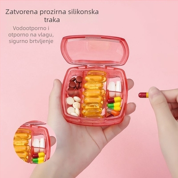 Prijenosna kutija za tablete s odjeljcima, mala plastična kutija za lijekove za tjedan dana putovanja