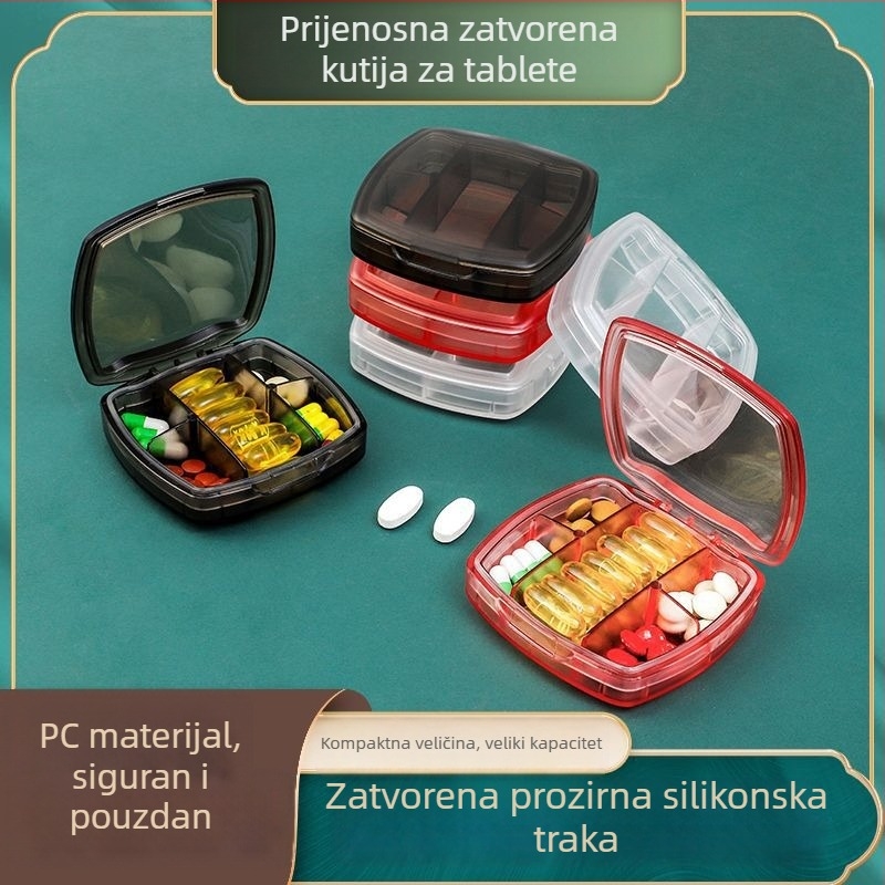 Prijenosna kutija za tablete s odjeljcima, mala plastična kutija za lijekove za tjedan dana putovanja