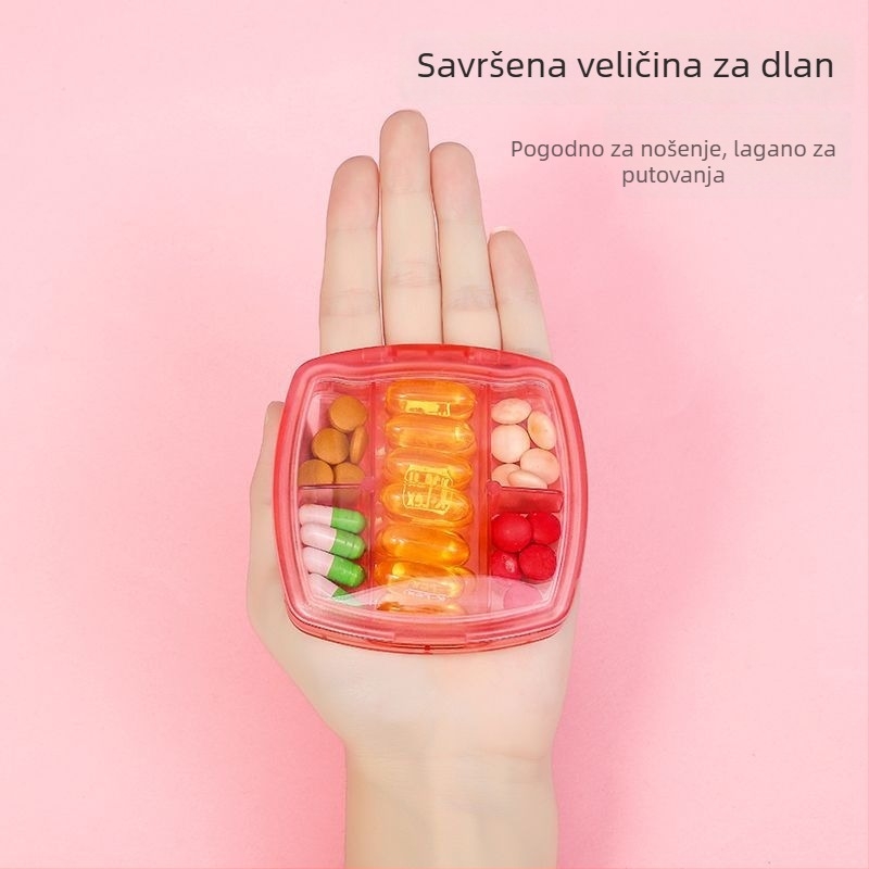 Prijenosna kutija za tablete s odjeljcima, mala plastična kutija za lijekove za tjedan dana putovanja