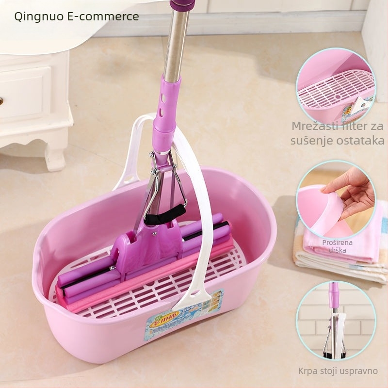 Novi set kante za mop s ojačanim odvodnim mehanizmom, prijenosna kanta za mop sa spužvasti mopom za čišćenje