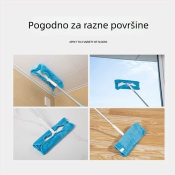 Kangduoduo Satto mop za pod s debelim dvostrukim teleskopskim nastavkom, četka za čišćenje i stisna glava
