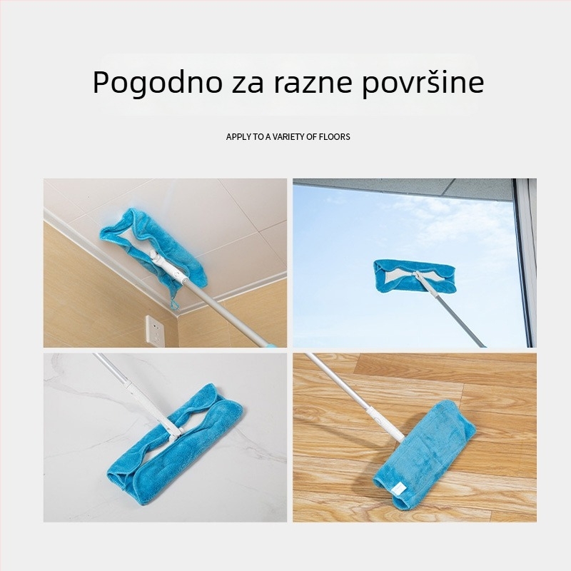 Kangduoduo Satto mop za pod s debelim dvostrukim teleskopskim nastavkom, četka za čišćenje i stisna glava