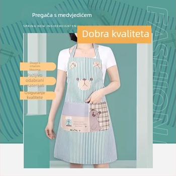 Pregača s crtićem medvjeda za kuhinju i kućno čišćenje, bez rukava, otporna na mrlje