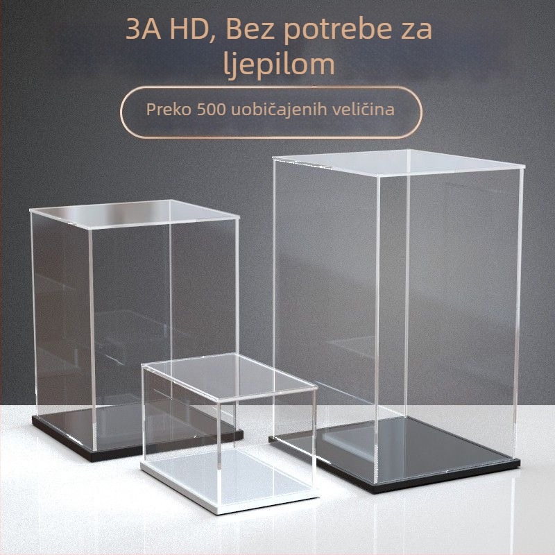Akril kutija za izlaganje figurica, prozirna, prašinu štiti, stolni prikaz
