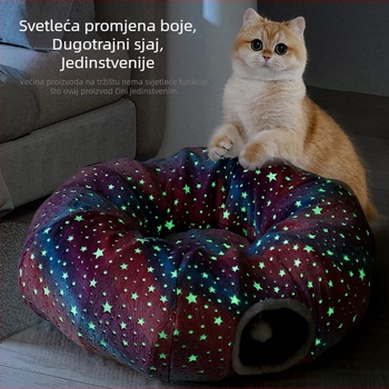 Mačje gnijezdo za sve sezone, flanelno donut gnijezdo za mačke, svjetleći tunel za mačke, mačja igračka, pseće gnijezdo u obliku gume