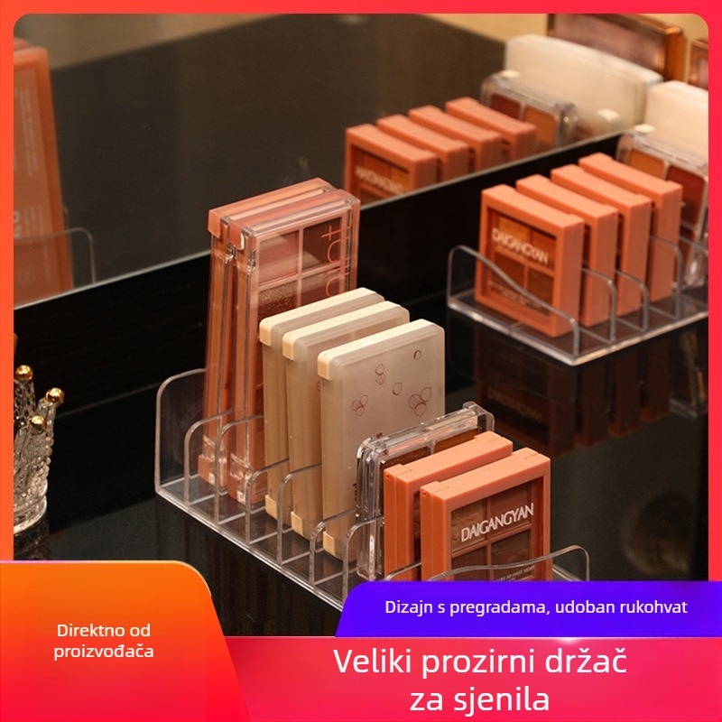 Prozirni držač paleta sjenila, prozirna kutija za puder i rumenilo, stolni kozmetički organizator
