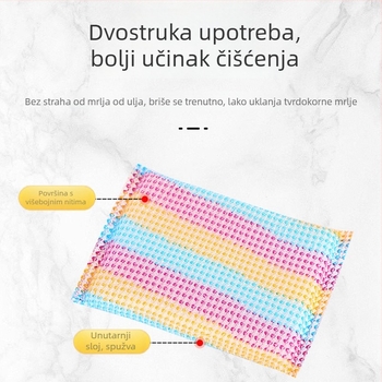 Trobojnasti špongi-blok, debeo i otporan, za pranje posuđa, kuhinjsko čišćenje i ribanje lonaca