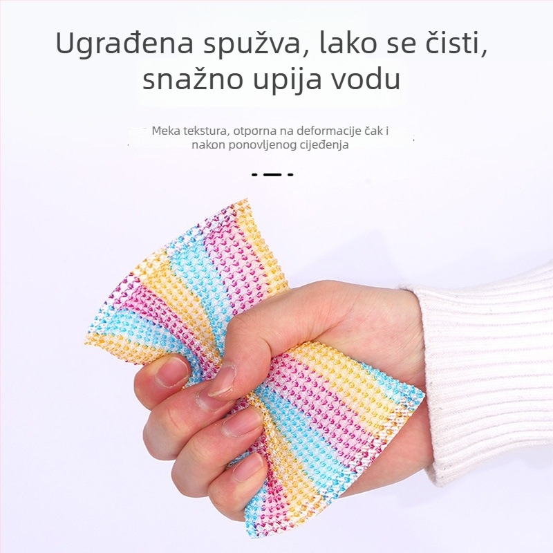 Trobojnasti špongi-blok, debeo i otporan, za pranje posuđa, kuhinjsko čišćenje i ribanje lonaca