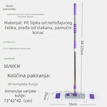 55×65 cm mikrovlakneni ravni mop za čišćenje velikih površina, kućna upotreba