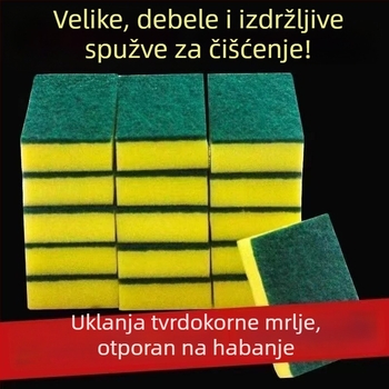 Visoko gusto spužva za pranje posuđa s rubom za ribanje i abrazivnom krpom za odmašćivanje