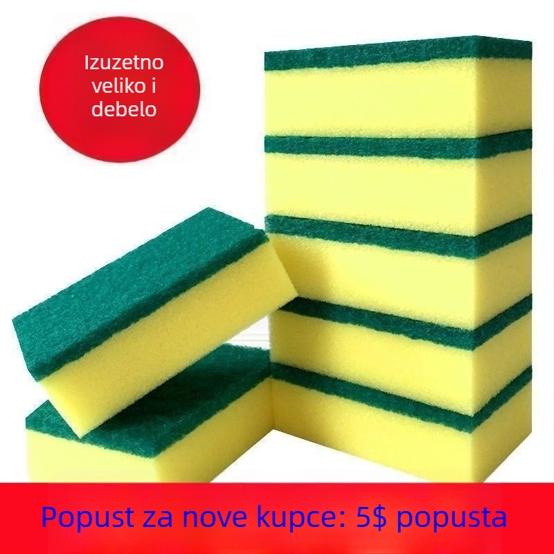 Visoko gusto spužva za pranje posuđa s rubom za ribanje i abrazivnom krpom za odmašćivanje