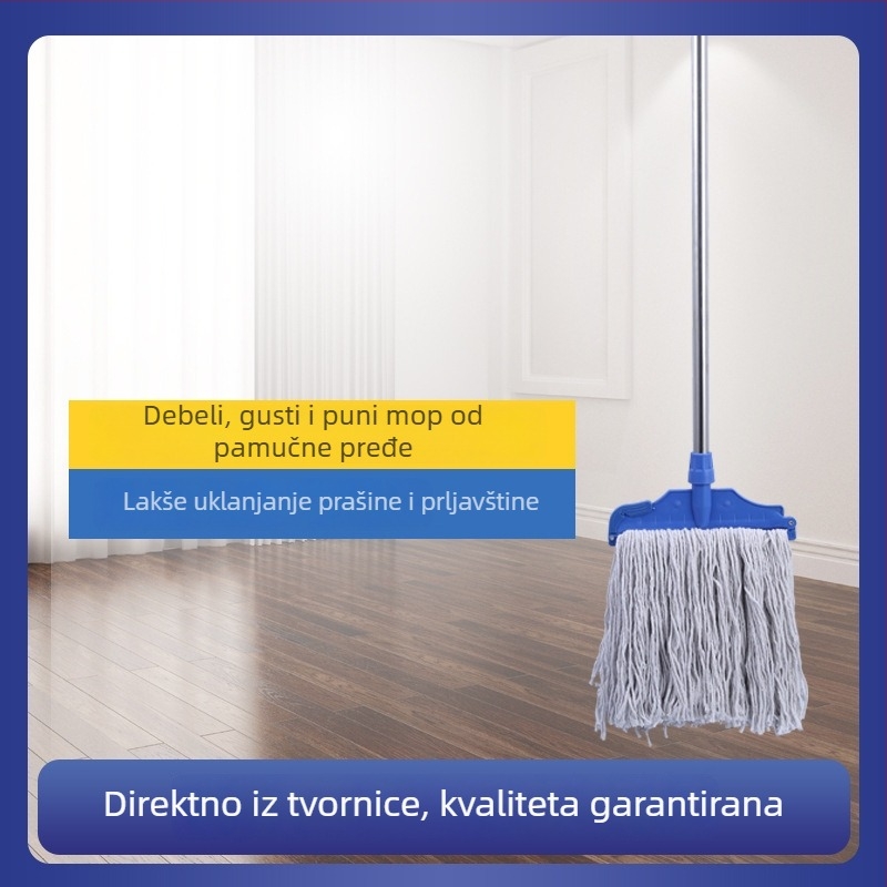 Pamučni mop za podove s odvojivom glavom i nehrđajućom ručkom od nehrđajućeg čelika za komercijalno čišćenje