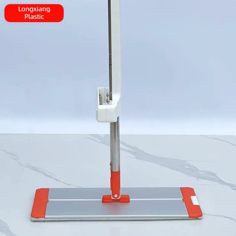 Ploški mop od aluminijske legure s ručkom od nehrđajućeg čelika, mikrovlakna glava, valjkasti sustav za cijedjenje, veličine 42/50 cm