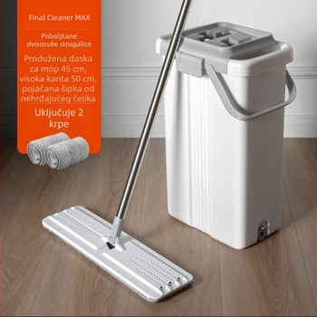 Veliki plosnati mop 45×12 cm, bez dodirivanja rukama, novi model 2024