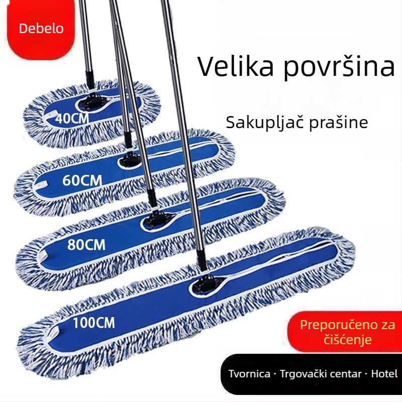 Veliki ravni mop za komercijalnu uporabu s dugim držačem – mop za prašinu za trgovačka centra, kantine, podove tvornice i kućnu uporabu
