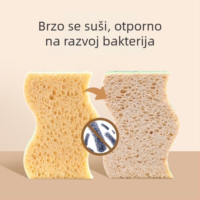 Špongi od drvene celuloze – dvostrana kuhinjska za čišćenje posuda i tava, debela i otporna, ne upija masnoću