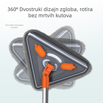 Teleskopski mop s trokutastom glavom od chenille za suho i mokro čišćenje — stakla, prozori i stropovi