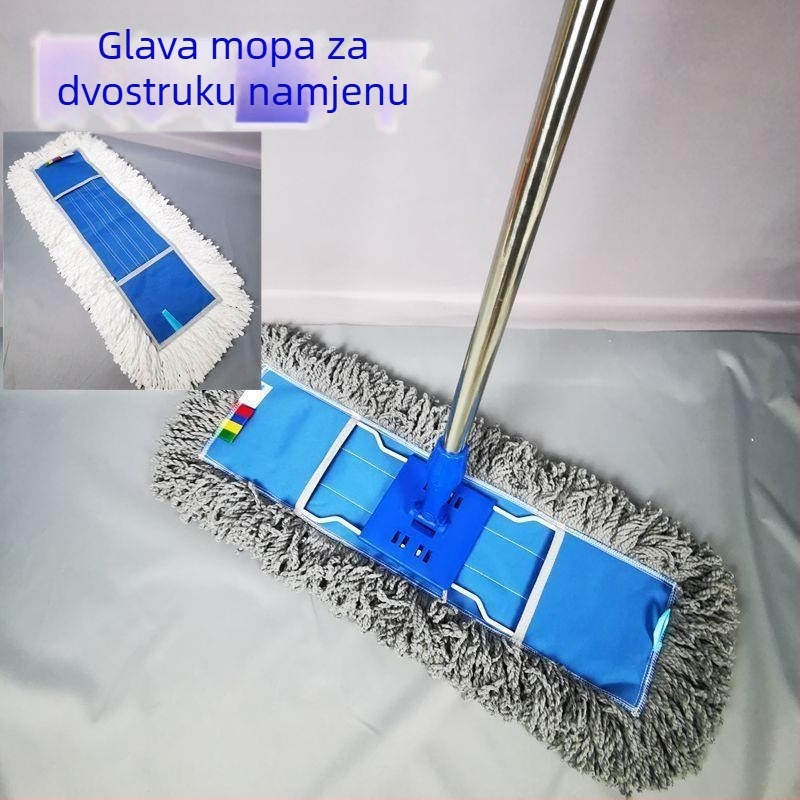 Mikrovlakneni ravni mop bez vlakana za kućne, bolničke i hotelske podove — velika glava