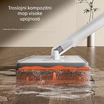 Plošni mop s rotirajućom glavom, dvostruka upotreba – mokro i suho, velika veličina, bez ručnog pranja