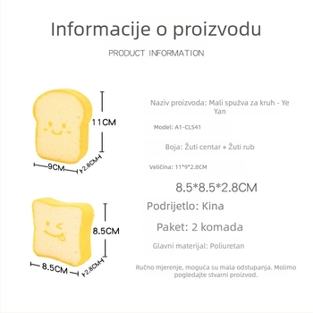 Spužva za suđe u obliku tosta, debela, od celuloze drvne pulpe