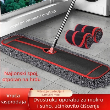 Debeli plosnati mop s glavom od mikrovlakana i nehrđajućeg čelika, veliki format (40/60/90 cm) za uklanjanje prašine