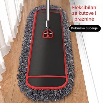 Debeli plosnati mop s glavom od mikrovlakana i nehrđajućeg čelika, veliki format (40/60/90 cm) za uklanjanje prašine
