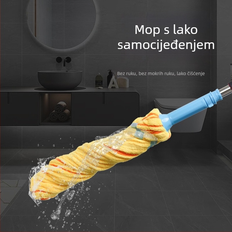 Okretni mop s automatskim iscijeđivanjem, finim vlaknima, siva pruga na glavi mopa