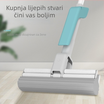 Ekstra veliki mop s glavom od 34 cm, gumom-pamučni mop, veliki valjkasti spužvasti mop za pod, sna apsorpcija, teleskopska ručka