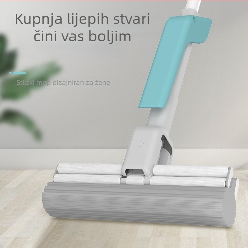 Ekstra veliki mop s glavom od 34 cm, gumom-pamučni mop, veliki valjkasti spužvasti mop za pod, sna apsorpcija, teleskopska ručka