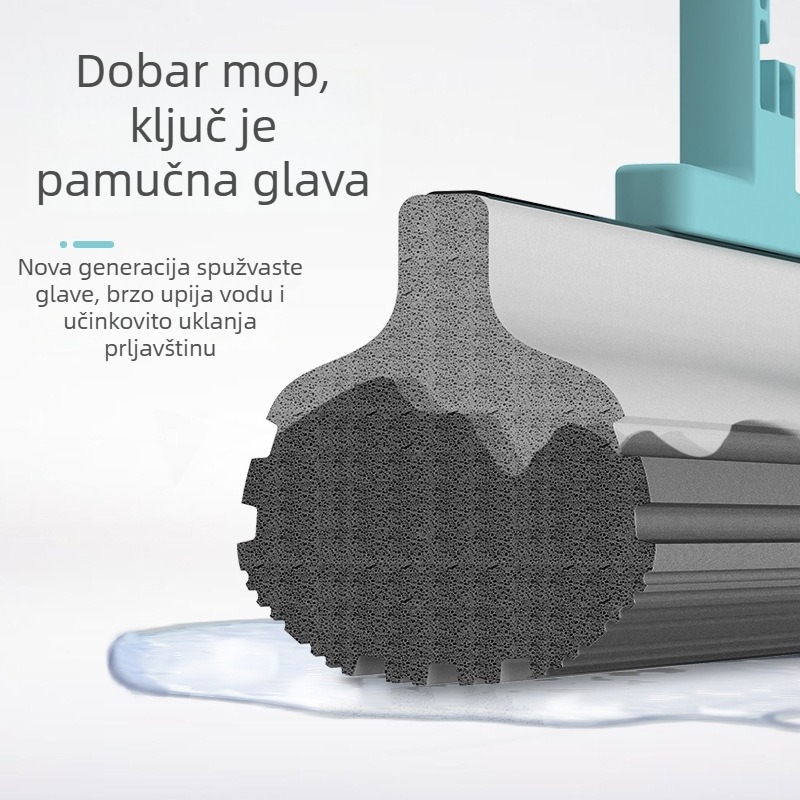Ekstra veliki mop s glavom od 34 cm, gumom-pamučni mop, veliki valjkasti spužvasti mop za pod, sna apsorpcija, teleskopska ručka