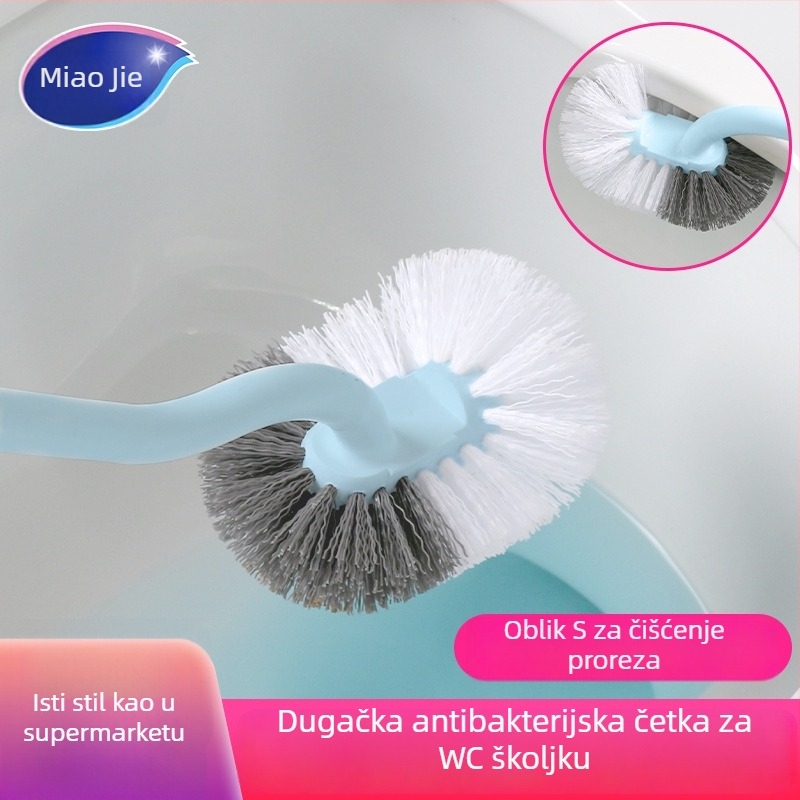 Miaojie antibakterijska četka za WC u obliku S-a, duga drška, zidni držač, temeljito čišćenje