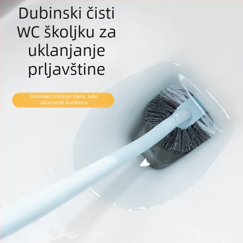 Miaojie antibakterijska četka za WC u obliku S-a, duga drška, zidni držač, temeljito čišćenje