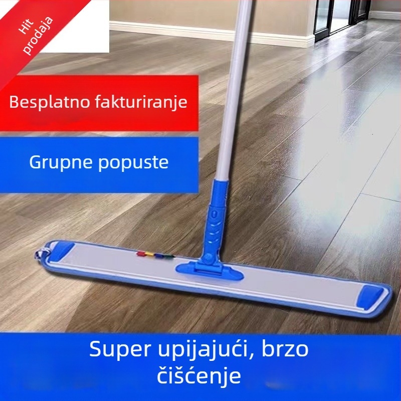 Veliki plosnati mop od aluminijske legure za komercijalno, bolničko i uredsko čišćenje – suho i mokro, upijanje vode, uklanjanje prašine