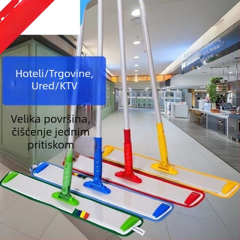 Veliki plosnati mop od aluminijske legure za komercijalno, bolničko i uredsko čišćenje – suho i mokro, upijanje vode, uklanjanje prašine