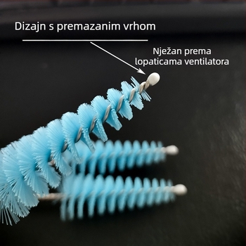 Set četki za čišćenje otvora klimatizacije: četka za ventilator, četka za proreze i vrećica za skupljanje vode