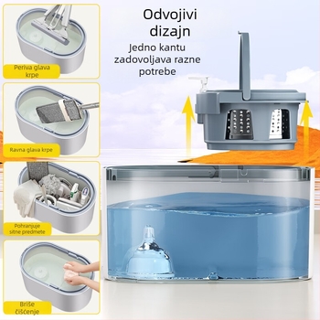 Jiajie Premium okretni mop s kantom za kućnu upotrebu — bez dodira, uštedite napor, mikrovlakna, nehrđajući čelični nastavak, mokro i suho čišćenje