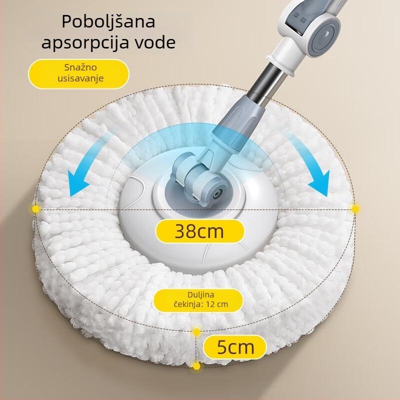 Jiajie Premium okretni mop s kantom za kućnu upotrebu — bez dodira, uštedite napor, mikrovlakna, nehrđajući čelični nastavak, mokro i suho čišćenje