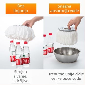 Okrugla glava mopa s rotirajućom glavom, univerzalni debeli štap za mop, kućna okrugla glava mopa, dodatna oprema, zamjenska glava, bez pranja rukom
