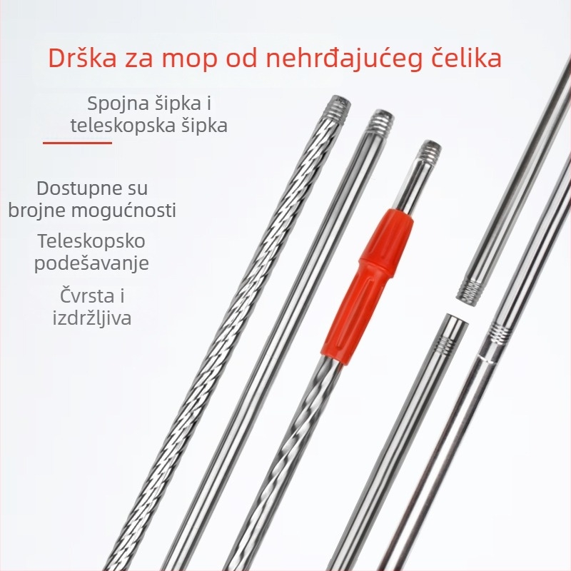 1,2 m šipka od nehrđajućeg čelika za metlu i mop – univerzalna zamjena za šipku, okretni mop dodatak