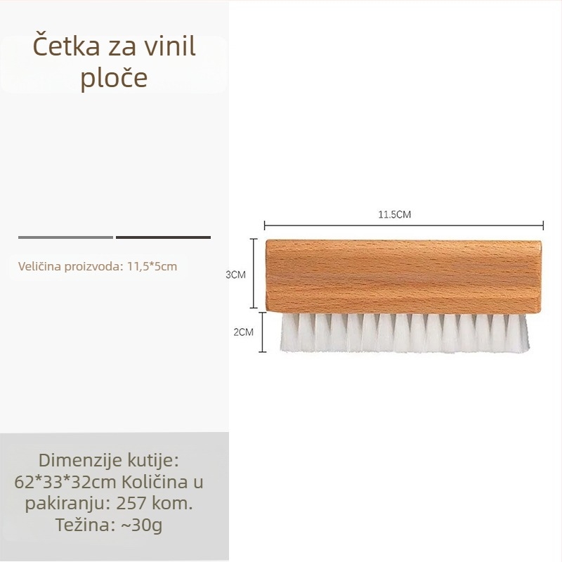 Četkica za čišćenje vinilnih ploča od bukovog drveta, mokro čišćenje, uklanjanje prašine i statičnosti, izuzetno meka vlakna