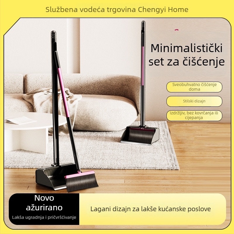 Set metli i lopatica za prašinu za kućnu upotrebu, pet novih metli s mekim vlaknima koja se ne lijepi za kosu