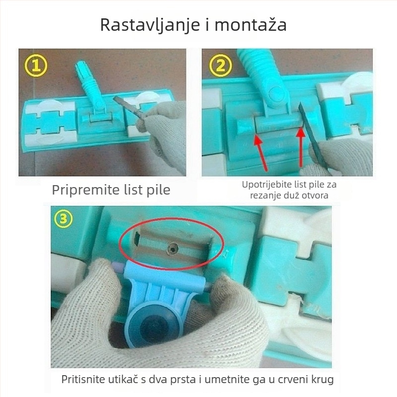 Set dijelova za ravni mop s ugrađenom oprugom, unutarnjom oprugom, oprugom za pritisk, čep-clipom i dodacima za krpu te dijelovima za popravak ravnog mopa