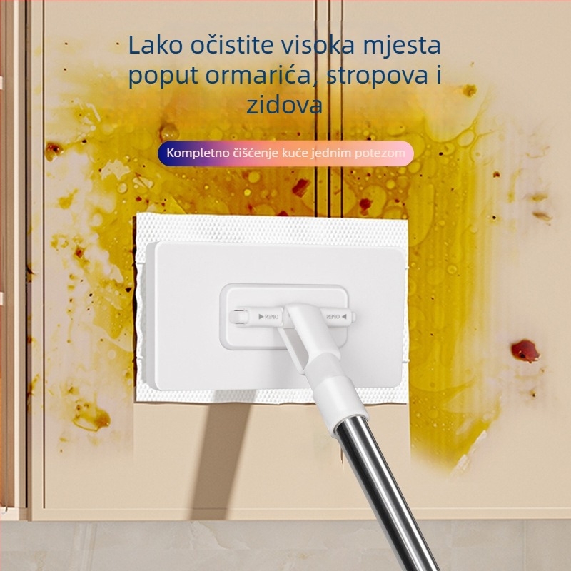 Mop od tkanine s držačem za maramice, nadograđena verzija s jednim pritiskom za rastavljanje i automatskim držačem za vlažne maramice za ponovnu upotrebu