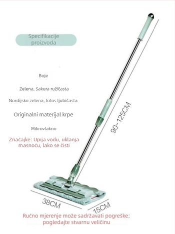 Zamjenska krpa za ravni mop s kopčama, kućna krpa s kopčom, za podove od masivnog drva i pločice, lijeni mop