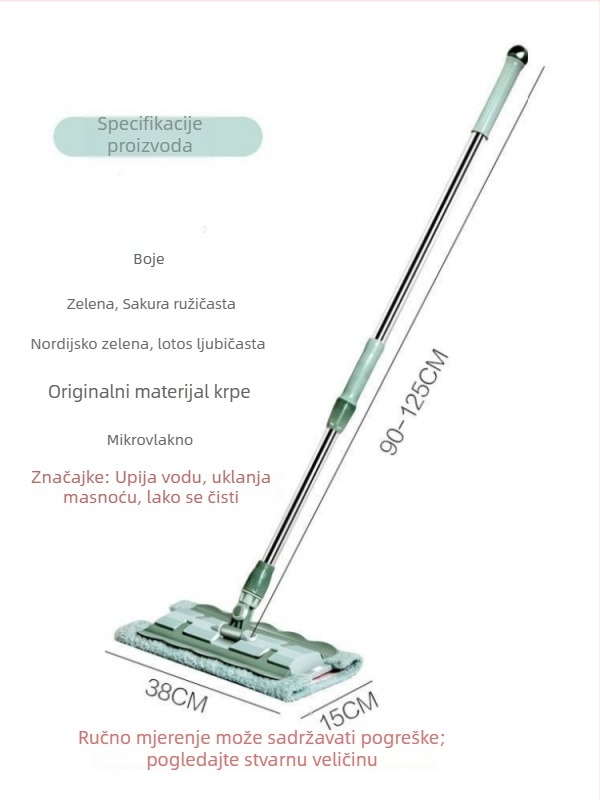 Zamjenska krpa za ravni mop s kopčama, kućna krpa s kopčom, za podove od masivnog drva i pločice, lijeni mop