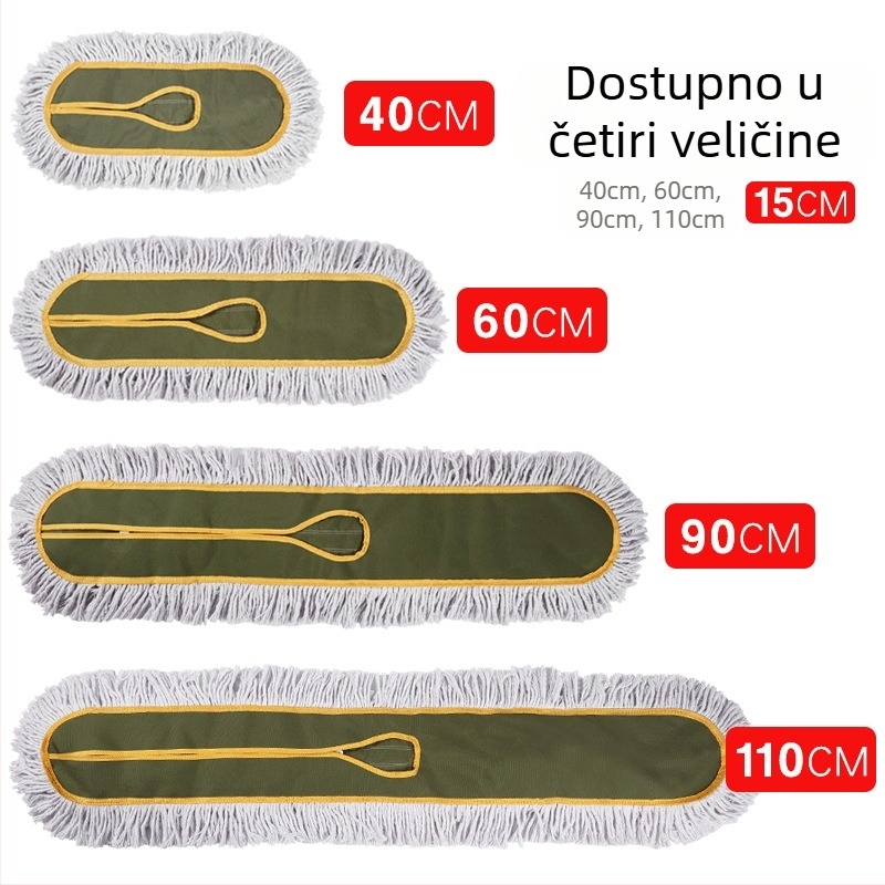 Ravni mop – zamjenska krpa za prašinu, veličine 40/60/90/110 cm, glava s trakom